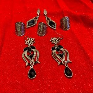 To onyx and silver glamorous earrings